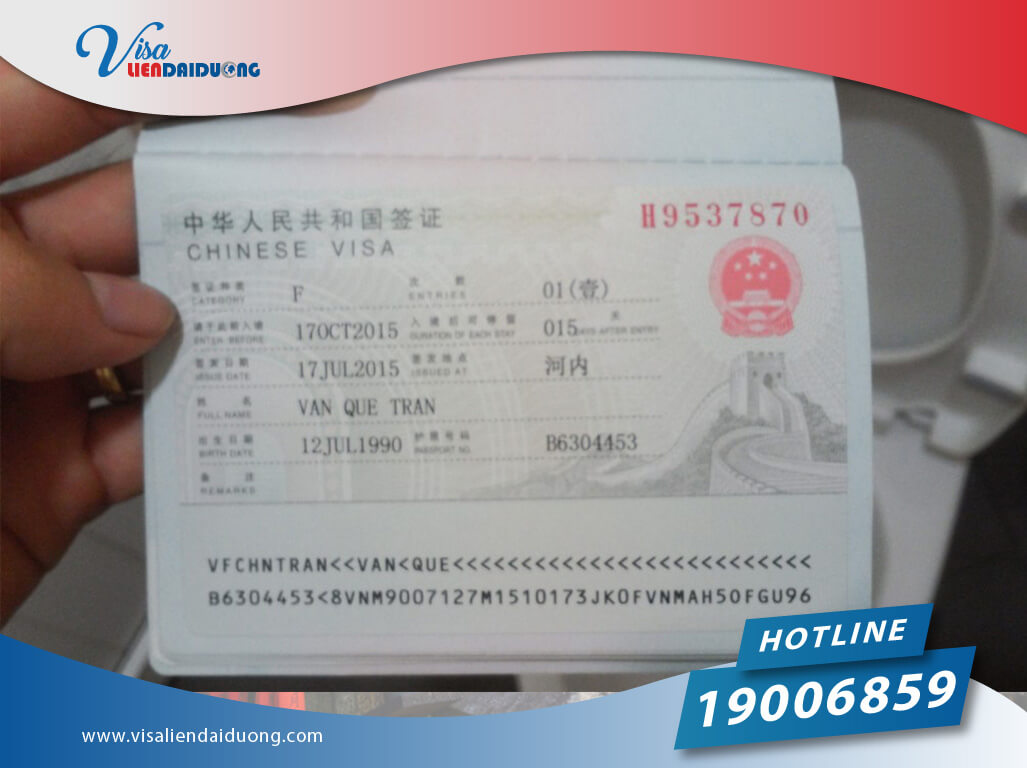 các loại visa Trung Quốc